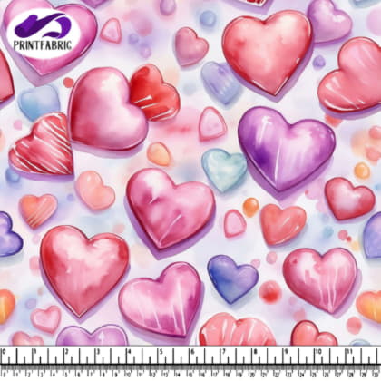 Motif de cœurs en rose, rouge et violet