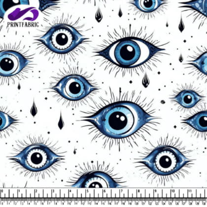 Motif yeux bleus avec gouttes tombantes