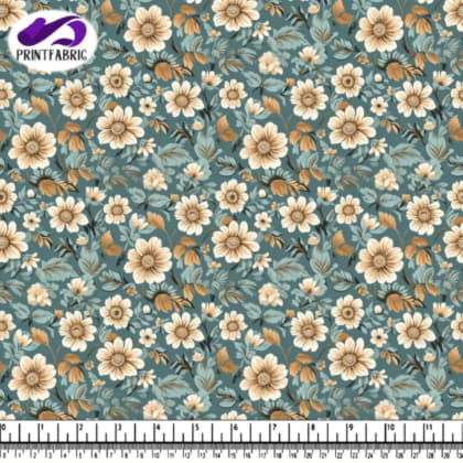 Motif floral bleu-vert et beige pour le design d'intérieur