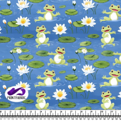 Motif de Grenouille et Nénuphar Mignon