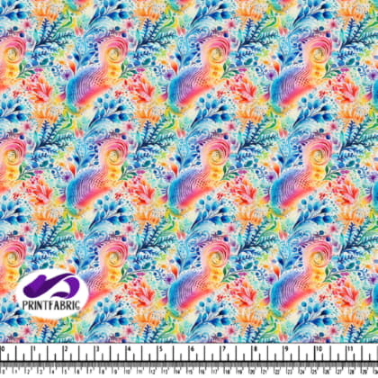 Colorful Floral Pattern with Flowers, Leaves, and Butterflies