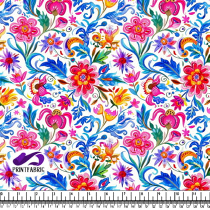 Motif Floral Éclatant avec Fleurs Colorées
