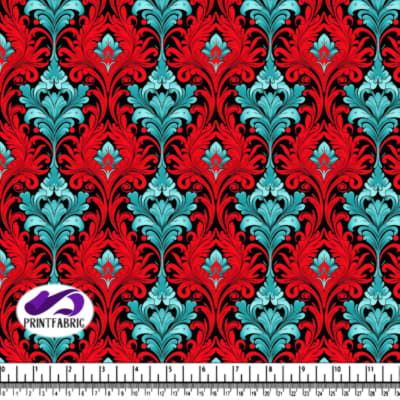 Motif floral avec des fleurs rouges, bleues et vertes sur fond noir