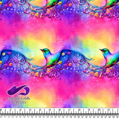 Oiseaux Colorés et Papillons sur un Fond Éclatant