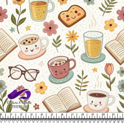 Café Douillet et Livres avec Accents Floraux