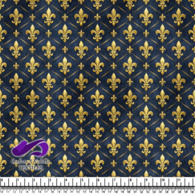 Gold fleur de lis pattern on dark blue