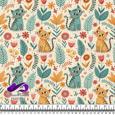 Jolis chats et fleurs colorées