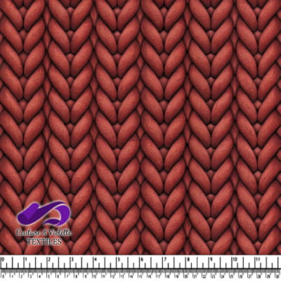 Tissu en tricot tressé texturé rouge