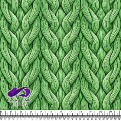 Green textured braided knit fabric pattern