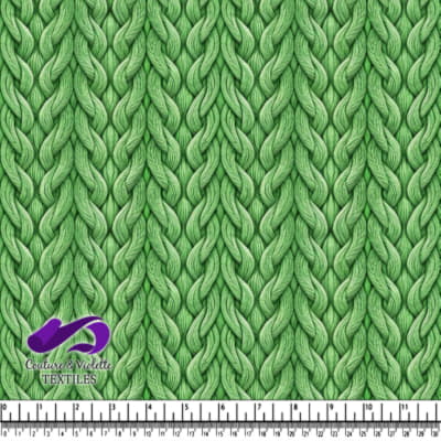 Green textured braided knit fabric pattern