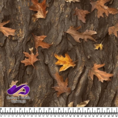 Autumn Leaves Scattered on Tree Bark