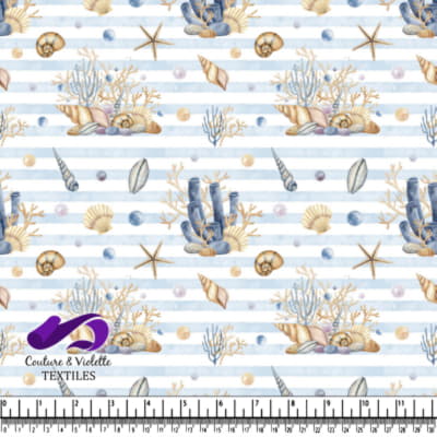 Motif nautique avec coquillages, corail, étoiles de mer et bulles