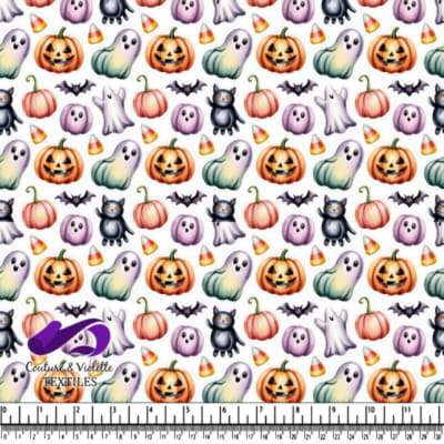 Pumpkins ghosts bats black cats and candy corn