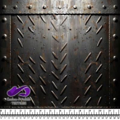 Surface métallique rouillée foncée avec rivets