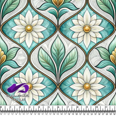 Vintage Floral Pattern with Leaves and White Flowers