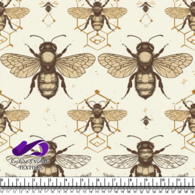 Vintage Bee and Honeycomb Pattern Textile Design