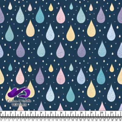 Motif de gouttes de pluie pastel sur fond bleu marine