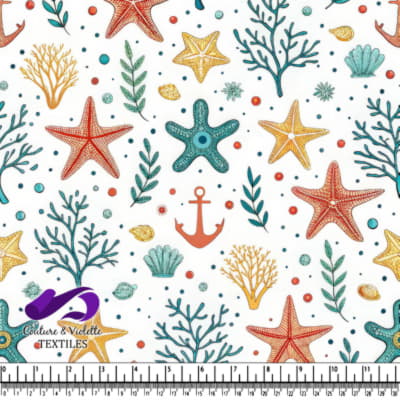 Motif Sous-Marin d'Étoile de Mer, Ancre et Corail