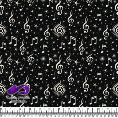 Musical Notes and Stars on Black Pattern Design