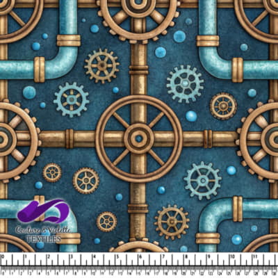 Steampunk Industrial Pipes and Gears Pattern Design