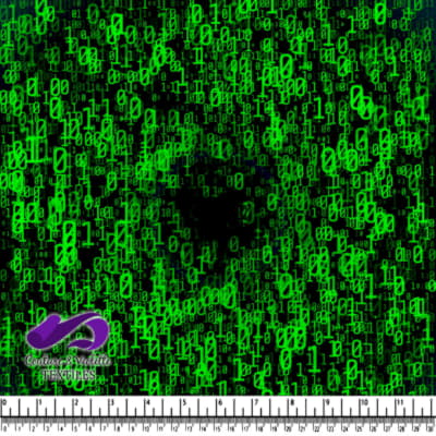 Digital Matrix Code Background with Glowing Green Numbers