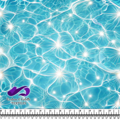 Surface de piscine bleu scintillante avec reflets du soleil