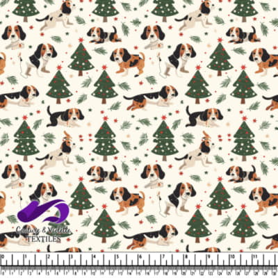 Motif de Noël avec des chiots beagle