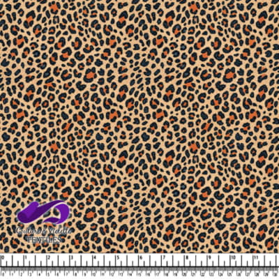 Leopard animal print fabric pattern with black and brown spots