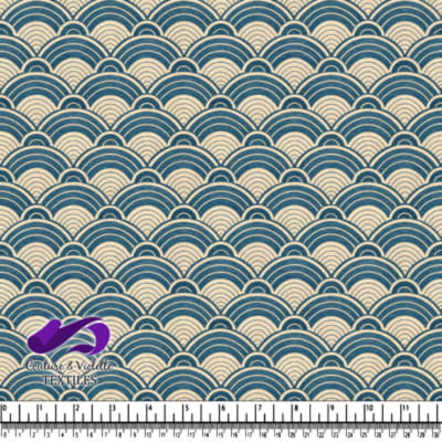 Vagues semi-circulaires superposées en bleu et beige