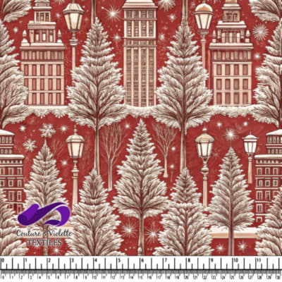 Paysage urbain de Noël vintage avec neige