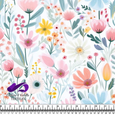 Divers fleurs pastel et feuilles