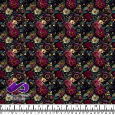 Fleurs colorées sombres sur fond noir