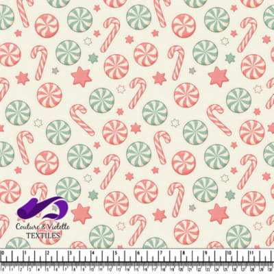 Christmas candy pattern with peppermint swirls candy canes