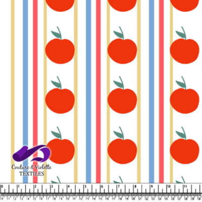 Vertical stripes with red apple pattern