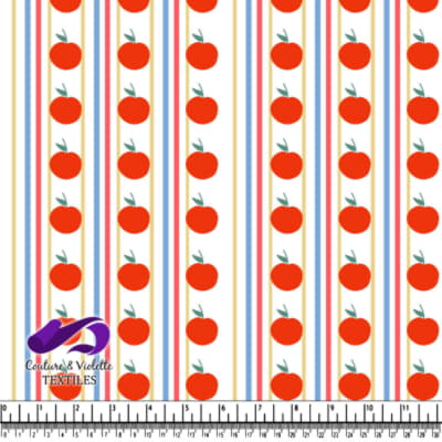 Vertical stripes with red apple pattern