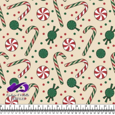 Christmas candy canes peppermint swirl and round candy pattern