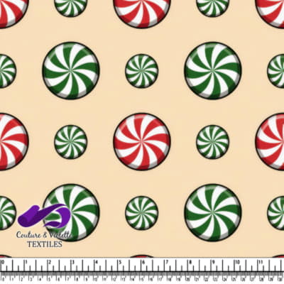 Green and red peppermint candies pattern