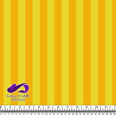 Yellow and orange vertical striped textile fabric