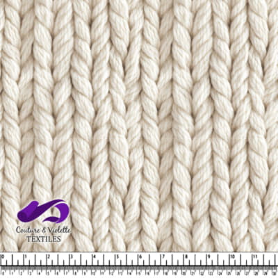 Gros plan sur un épais tricot crémeux