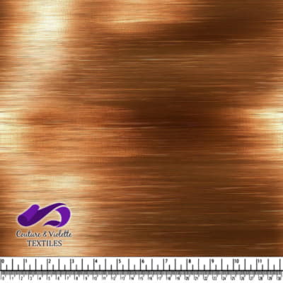 Tissu métallique cuivré avec texture brossée horizontale
