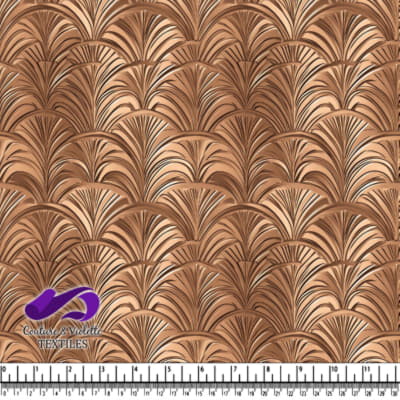 Copper metallic geometric fan pattern fabric