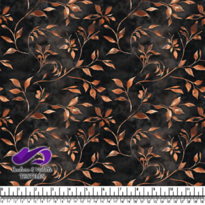 Feuilles et vignes couleur cuivre sur un fond texturé sombre