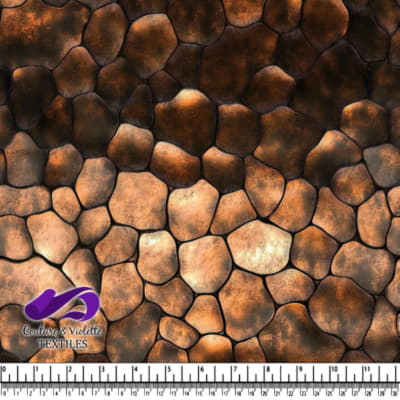 Tissu avec un motif de pierre texturé et irrégulier aux tons bruns et beiges