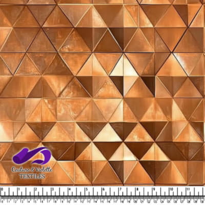 Close up of brown and beige geometric tessellated triangle fabric pattern