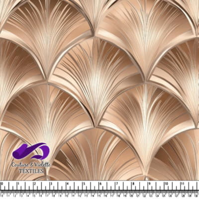 Geometric fan pattern in soft beige tones textile design