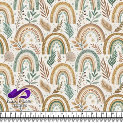 Arc-en-ciel terreux et feuilles botaniques