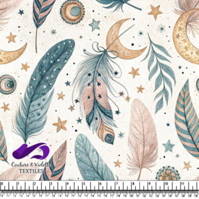 Plumes, lunes, étoiles et feuilles de style bohème