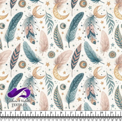 Plumes, lunes, étoiles et feuilles de style bohème