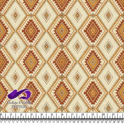 Geometric Aztec Pattern in Earth Tones with Diamond Shapes