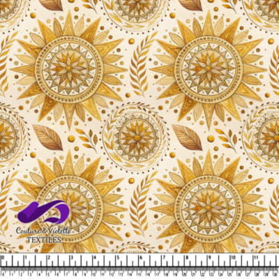 Motif de Mandala en Éclat Doré avec Éléments Botaniques